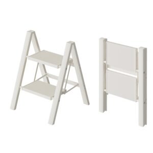 2 Step Ladder, Lightweight Portable 2 Step Stool with Anti-Slip Wide Pedal, 330lbs Capacity Aluminum Ladder for Household,Office,Library(White)