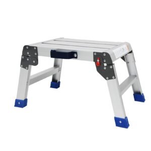 Foldable Step Stool for Adults, Lightweight and Durable Portable Outdoor Aluminum Work Platform, Folding One Step Stool Maximum Load Capacity of 440 Pounds