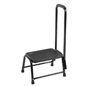 Step Stool with Handle for Adults，Seniors Heavy Duty Holds 350 lbs.Stepping Stool for Elderly Adults, Attractive Black for Kitchen