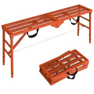 Scaffolding Platform, Folding Work Platform Scaffold 57.4''(L) x15.7''(W) Adjustable Height Scaffolding Portable Work Platform Ladder for for Home Improvement, Painting, Patching Drywall, Car Washing
