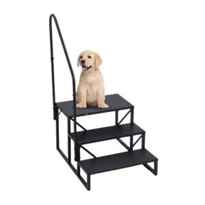 RV 3 Steps with Handrail, Hot Tub Steps Metal, Portable Stairs Steps for RV, Mobile Home Stairs, Ground-Pool for Indoor & Outdoor, 400LBS Capacity