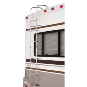 501L Universal RV/Motorhome Hinged Aluminum Exterior Ladder - Compatible with All RVs Regardless of Make or Model; Brite Dipped Polished Finish