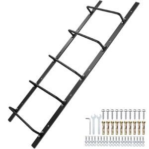 5-Rung Window Well Ladder Straight, Heavy Duty Steel Fire Escape Ladder, Powder-Coated Basement Egress Window Ladder Wall Mounted Ladder 56.2" Lx17.9 W, Black