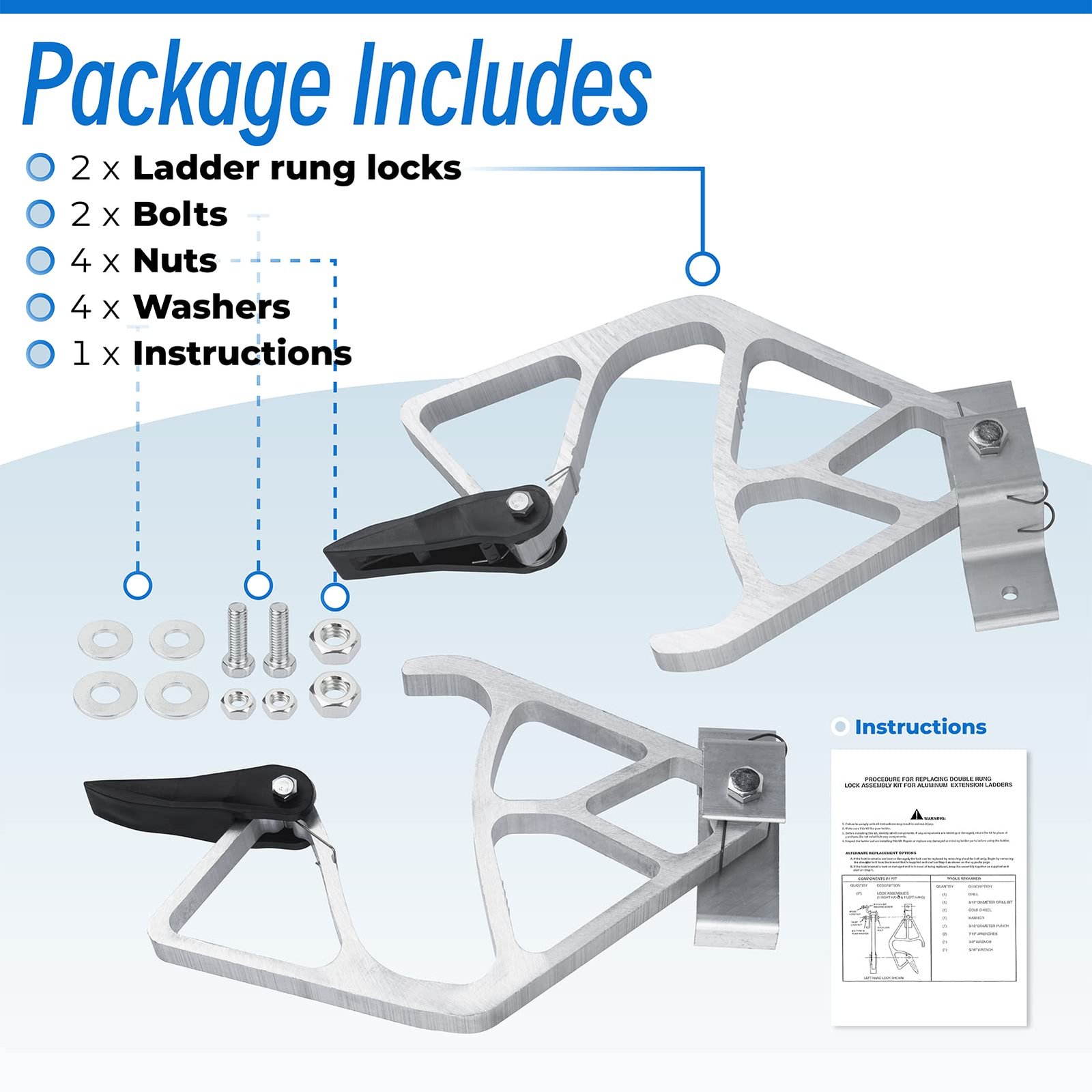 28-11 Rung Lock Kit for Extension Ladders Compatible with Aluminum Extension Ladder Parts - Image 7