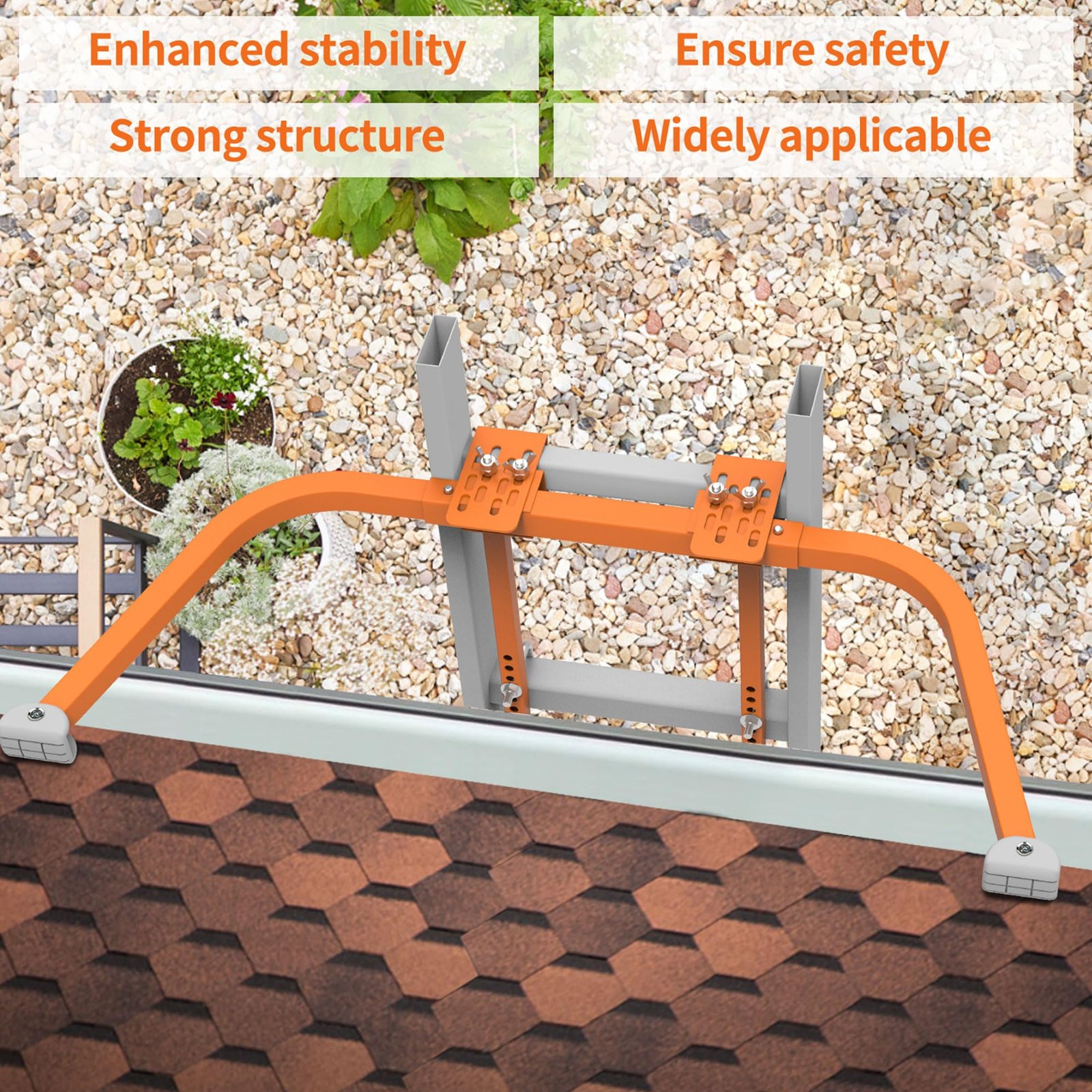 Ladder Stabilizer for Roof Gutter,Heavy Duty Steel Ladder Roof Hook Ladder Stabilizer with Wing Span - Image 3