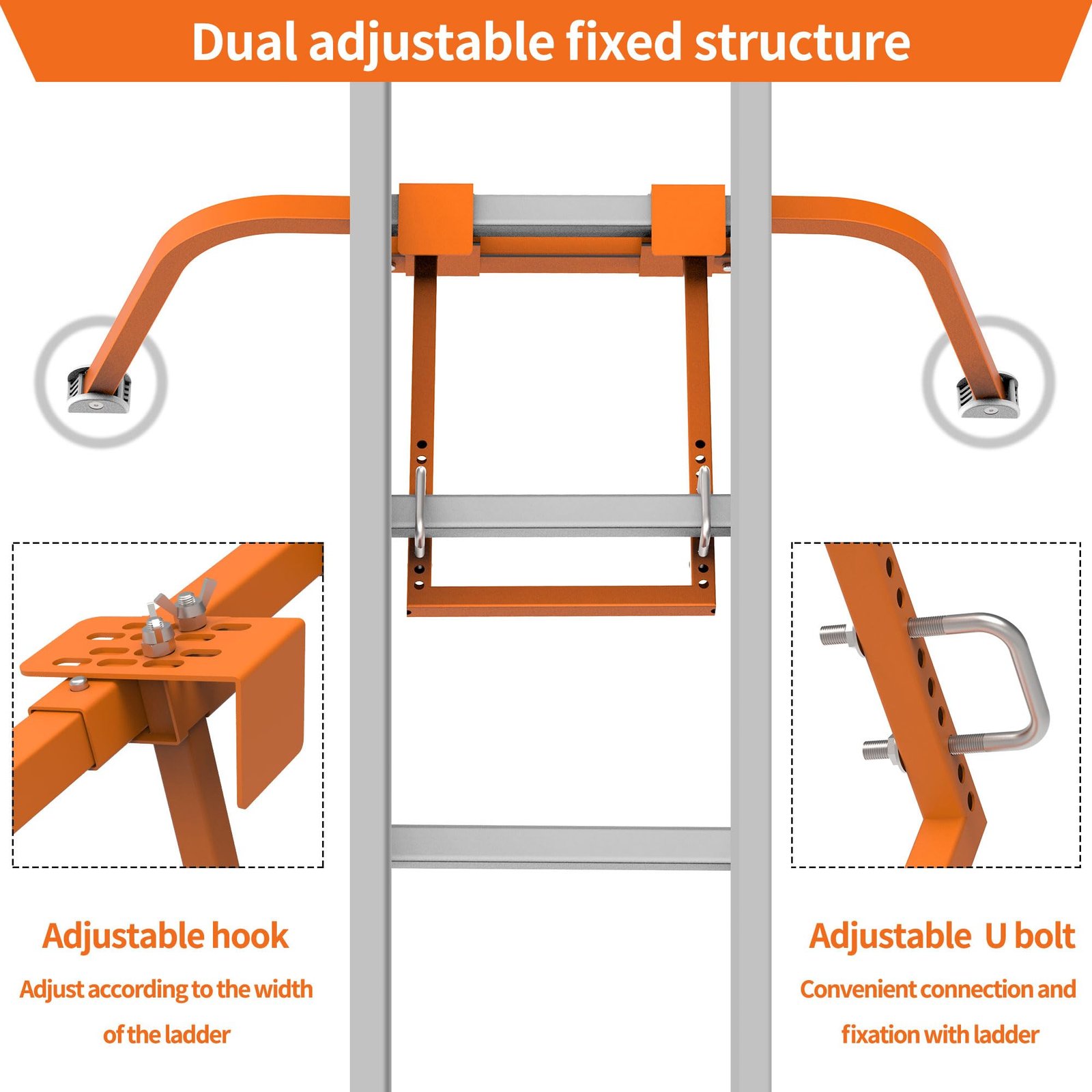Ladder Stabilizer for Roof Gutter,Heavy Duty Steel Ladder Roof Hook Ladder Stabilizer with Wing Span - Image 4